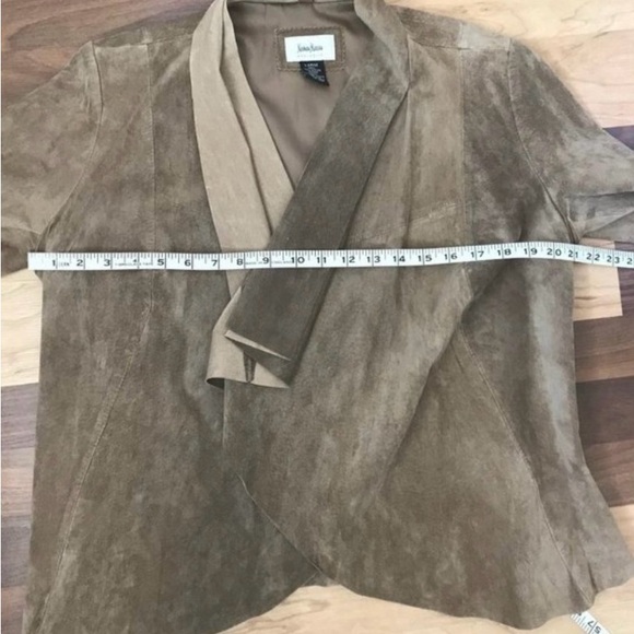 Neiman Marcus Suede Open Front Waterfall Jacket - Picture 7 of 8